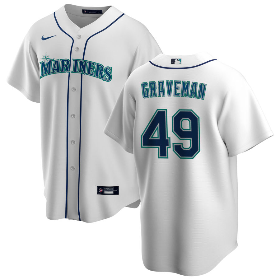 Nike Men #49 Kendall Graveman Seattle Mariners Baseball Jerseys Sale-White